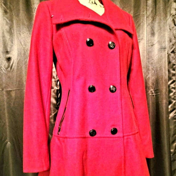 Guess Red Wool Coat - Picture 3 of 4